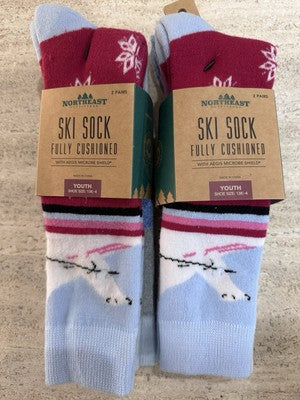 Northeast Outfitters Ski Socks Lot 2 Packs Of 2 Thick Youth Kids 13K-4 Bears NEW