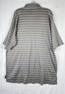 Descente Mens Golf Polo XL Double Mercerized Egyptian Cotton Shirt Gray Striped