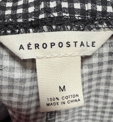 Aeropostale Boxer Shorts Womens Medium Black White Check Gingham Cotton New NWT