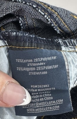 ModCloth Jeans 8 Karaoke Seamstress Buttoned Dark Blue Denim Skinny