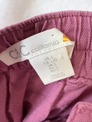 C&C California Linen Shorts Large Pink Belt Womens New NWT