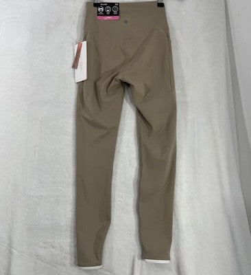 Gottex Leggings XS Gravel Gray Beige NWT Peach Skin Media Pocket Womens NEW