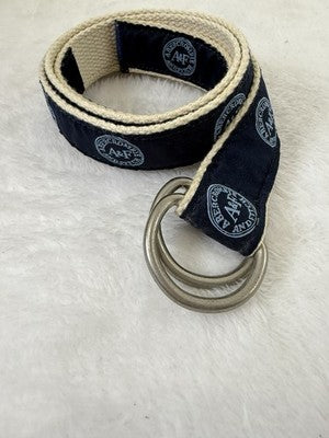 Abercrombie & Fitch D-Ring Canvas Belt- A&F Logo Vintage Mens 34 Size Navy