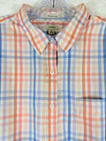 LL Bean Womens XL Shirt Wrinkle Free Pinpoint Oxford Button Up Plaid Long Sleeve