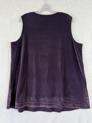 J Jill XL Top Sleeveless Purple Velour Velvet Womens New NWT