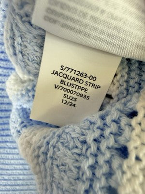 Gap Polo Sweater Medium Mens Short Sleeve Light Blu Striped 100% Cotton NWT New