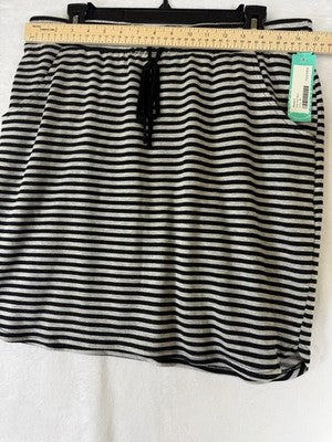 Stitch Fix XL Knit Skirt Renee C Blue Gray Black Striped Pull On Womens New NWT