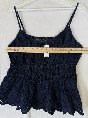 Gap Tops For Women Small Denim Sleeveless Smocked Eyelet Denim Cami New NWT