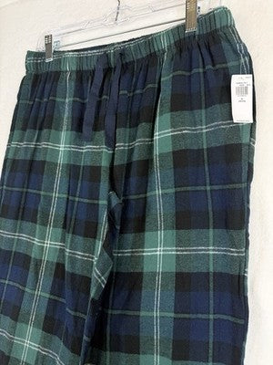 Old Navy Flannel Pajama Pants Womens Medium Petite Green Blue Plaid PJ New NWT