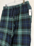 Old Navy Flannel Pajama Pants Womens Medium Petite Green Blue Plaid PJ New NWT