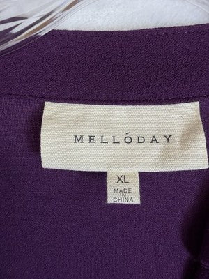 Melloday Top XL Purple Short Sleeve Blouse Womens