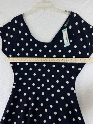 Stitch Fix XXL Fit Flare Dress Navy Blue Polka Dot Gilli Made USA Women New NWT