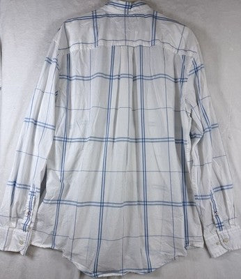 Tommy Hilfiger Button Down Shirt Men XL White Blue Mens Long Sleeve Custom Fit