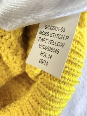 Gap Cotton Sweater Women Medium Yellow Moss Stitch Crew Neck Long Sleeve