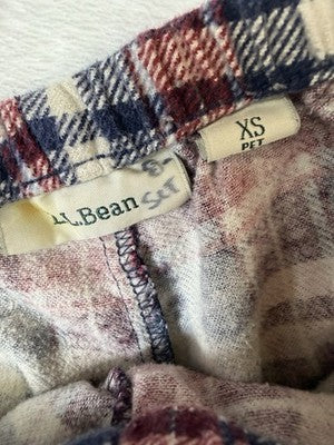LL Bean Flannel Pajama Pants XS Petite Red Plaid Cozy 100% Cotton Womens