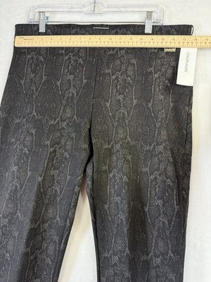 Calvin Klein Ponte Pants Large Gray Pull On Animal Print Womens New NWT
