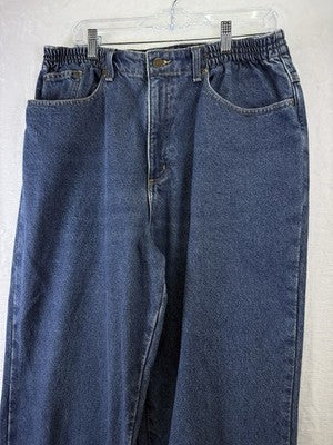 LL Bean Double l Flannel Lined Jeans Womens 16 Tall Blue Original Fit Relaxed