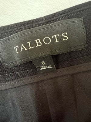 Talbots A Line Skirt 6 Black Tie Belt Cotton Stretch Womens
