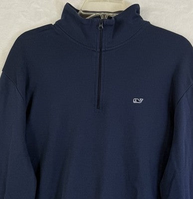 Vineyard Vines Quarter Zip XL Mens Navy Blue Long Sleeve Shirt Mock Neck Pima