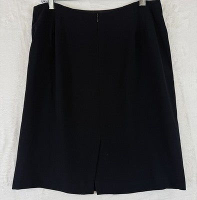 Vintage Anne Klein Skirt 12 Navy Blue Made In USA Pencil Knee Length
