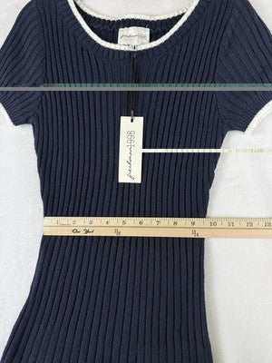 Freshman 1996 Sweater Dress Small Navy Blue Fit And Flare Short Sleeve New