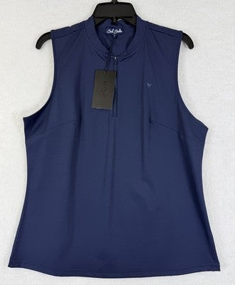 Bad Birdie Polo Womens Small Golf Sleeveless Navy Blue New NWT