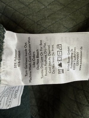 Eddie Bauer 2XL Men Sweatshirt Quilted Pullover 1/4 Zip Green Mock Neck