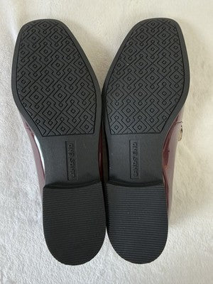 Lands End Classic Patent Leather Loafer 8 Womens Shoes Slip On Burgundy Red
