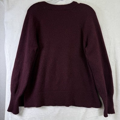 Ann Taylor Loft Sweater Medium Wool Blend Burgundy V Neck Pullover Tops Women
