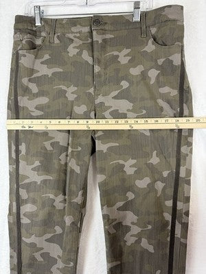 Skinnygirl Jeans 32 14 Long Green Camo Broadway High Rise Skinny Girl Slimming