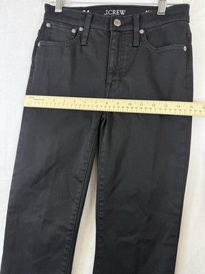 J Crew 9” Demi Boot Crop Jeans 24 Black Denim Womens Raw Hem