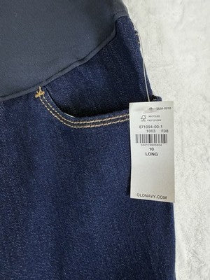 Old Navy Maternity Jeans Wow Skinny Full Panel 10 Long Womens Dark Blue New NWT