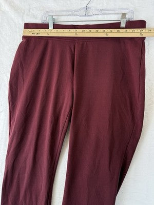 Lands End Starfish Slim Leg Pants 1X Burgundy Knit Pull On Plus Size Womens
