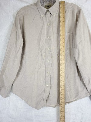 LL Bean Shirt Womens Small Oxford Button Down Ping Beige Long Sleeve 100% Cotton