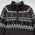 Garnet Hill Alpaca Wool Sweater Medium Fair Isle Brown Womens Tops 1/4 Zip