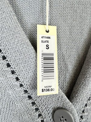 Max Studio Cardigan Sweater Large Gray Linen Blend Womens New NWT