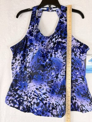 Swimsuits For All 26 Tankini Top Plus Size High Neck Purple Floral New NWT