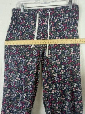 J Crew Pajama Pants XS Womens Blue Floral 100% Cotton Poplin Drawstring