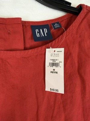 Gap Cropped Top Medium Petite Linen Blend Crop Shell Tank Sleeveless Red New NWT