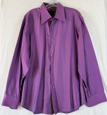 Robert Graham Shirt 2XL Long Sleeve Mens Purple Iridescent Button Up Flip Cuffs