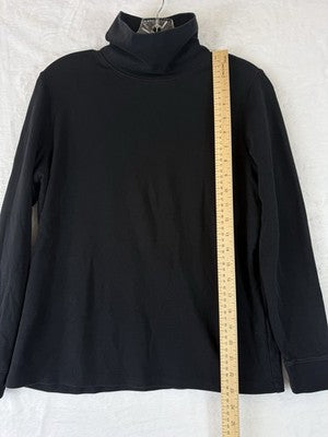 LL Bean Interlock Turtleneck Top Medium Womens Black Knit Long Sleeve Tops