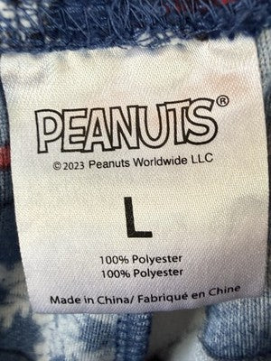 Peanuts Pajama Pants Large Blue Snoopy Santa Clause Fleece