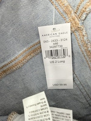 American Eagle High Rise Jegging Crop 2 Long Distressed Cloud Wash Blue New NWT