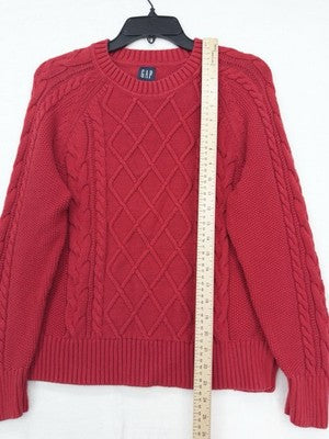 Gap Cable Knit Sweater Women Medium Red 100% Cotton Long Sleeve Top