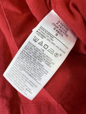Gap Cropped Top Small Petite Linen Blend Crop Shell Tank Sleeveless Red New NWT