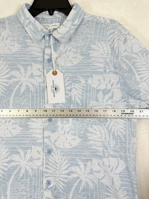 Vintage Summer Shirt Medium Men’s Blue Floral Button Up Lightweight NWT