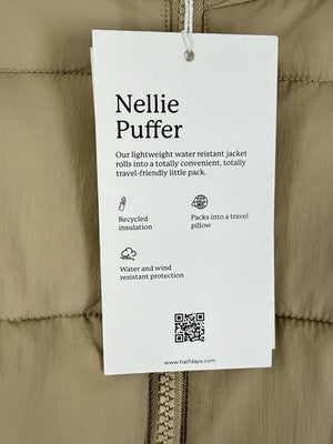 Halfdays Nellie Packable Puffer Jacket XL Womens Chai Beige Tan New