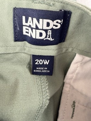 Lands End Chino Pants 20W Green Plus Size Womens