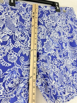 Rafaella Shorts 18 Blue Floral Print Pull On Bermuda 7”