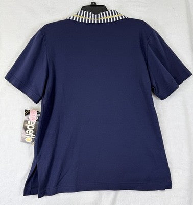 Vintage Gepetto Top Medium Nautical Gold Stars Made USA Grandmacore Deadstock